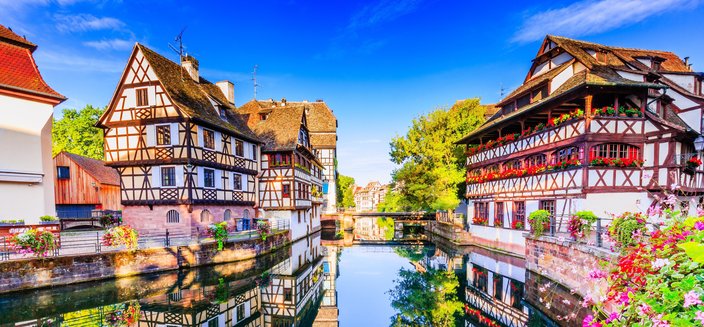 Alina -Kanal im Viertel La Petite in Straßburg, Frankreich