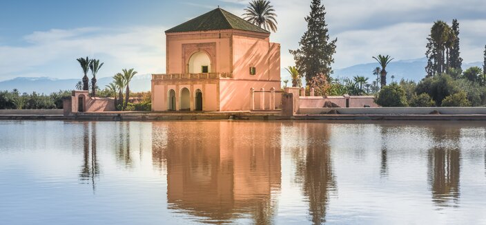 Pavillon im Menara Garten in Marrakesch, Marokko