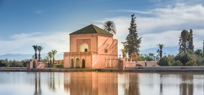 Pavillon im Menara Garten in Marrakesch, Marokko